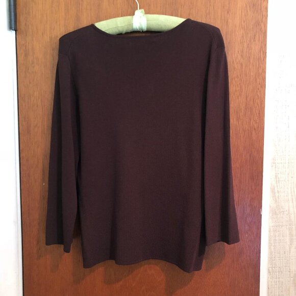 Cable & Gauge, Brown, Scoop & Keyhole neck top w/silver-tone ring, Size: Medium - Picture 2 of 9